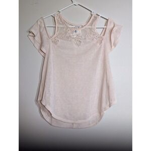 New Pale Pink Lace Society Girl Small‎ Cold Shoulder Blouse